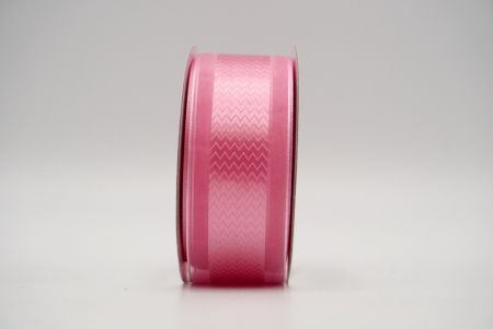 Розовая зубчатая атласная лента с прозрачным центром_K1746-150